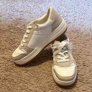 American Eagle White and Taupe Platform Sneakers